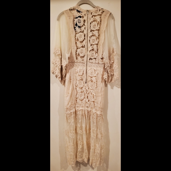 Nasty Gal Crochet Lace Maxi Dress-CREAM not black - Picture 5 of 7